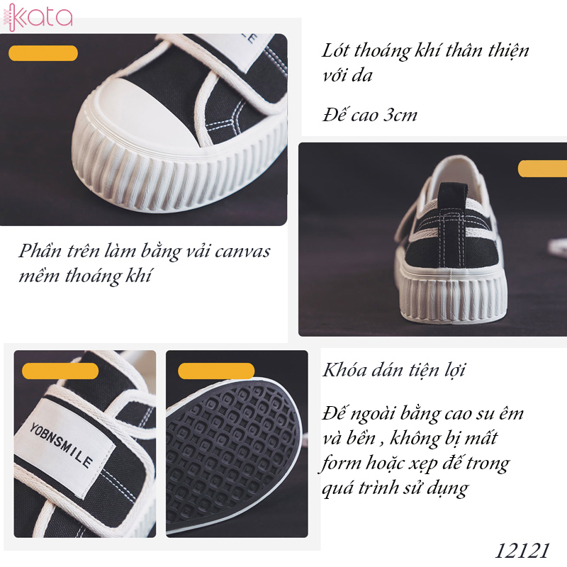 Giày vải khóa dán nữ, giày dạo phố sinh viên phong cách Hàn Quốc 12123