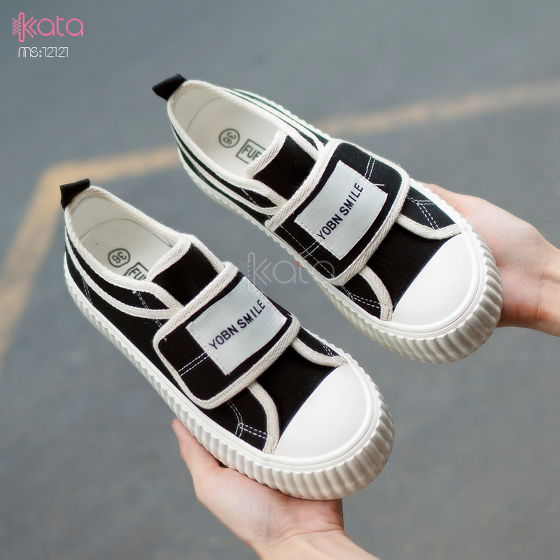 Giày vải khóa dán nữ, giày dạo phố sinh viên phong cách Hàn Quốc 12123