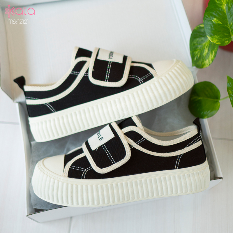 Giày vải khóa dán nữ, giày dạo phố sinh viên phong cách Hàn Quốc 12123