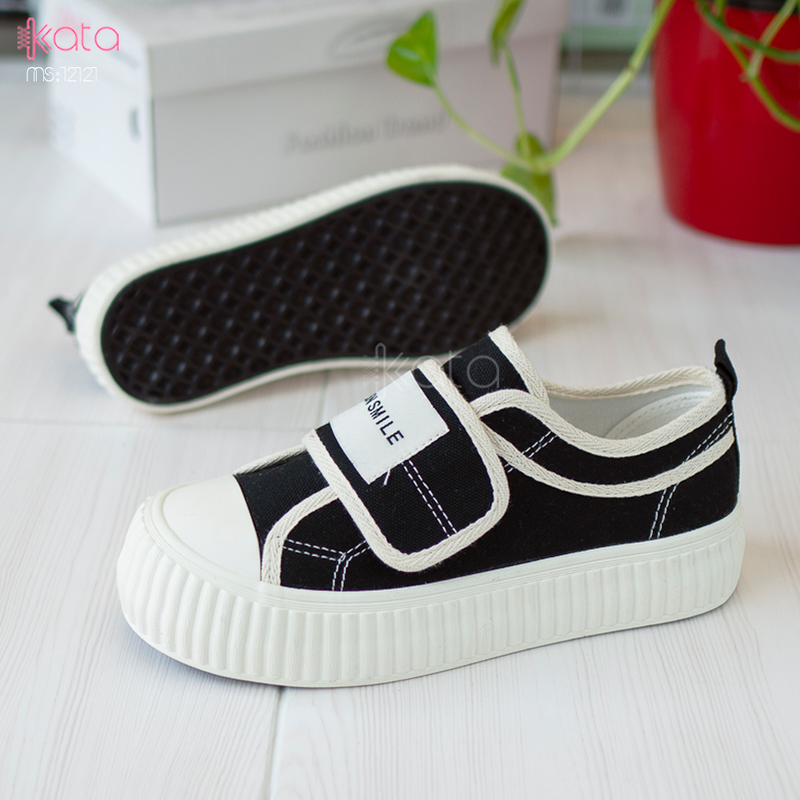 Giày vải khóa dán nữ, giày dạo phố sinh viên phong cách Hàn Quốc 12123
