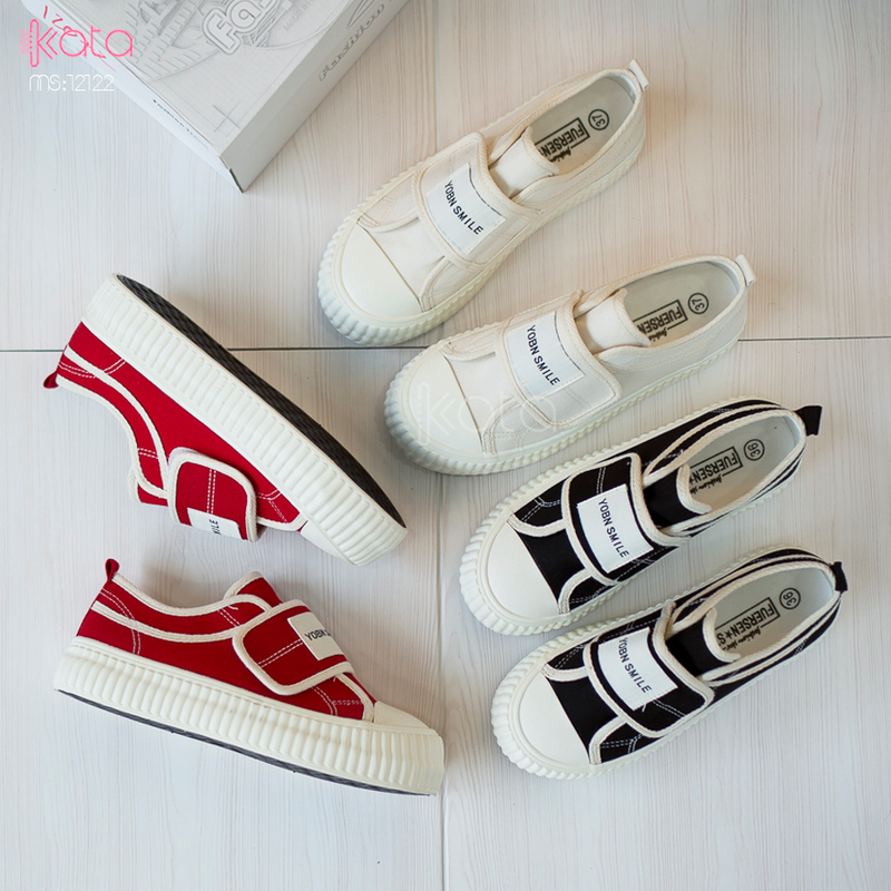 Giày vải khóa dán nữ, giày dạo phố sinh viên phong cách Hàn Quốc 12123