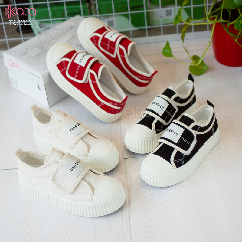 Giày vải khóa dán nữ, giày dạo phố sinh viên phong cách Hàn Quốc 12123