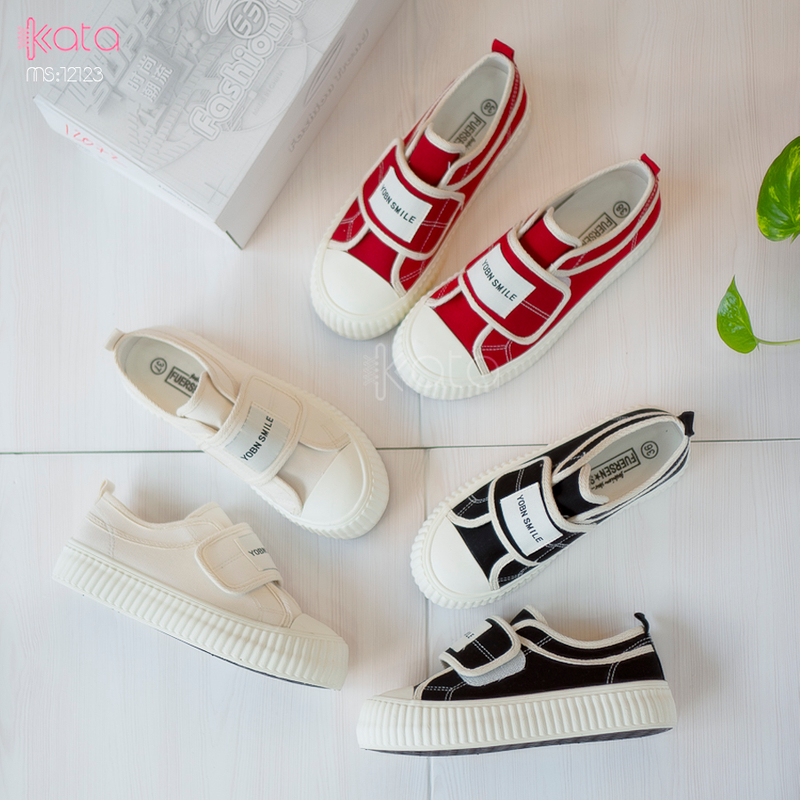 Giày vải khóa dán nữ, giày dạo phố sinh viên phong cách Hàn Quốc 12123