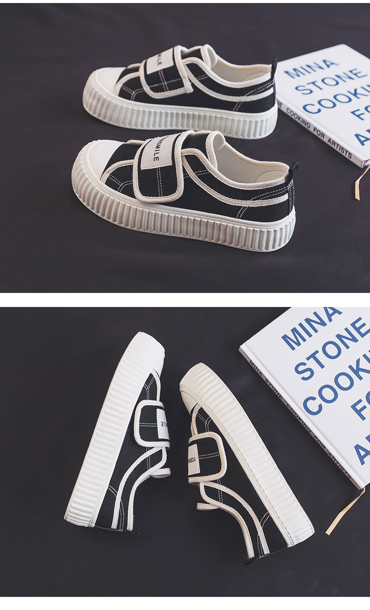 Giày vải khóa dán nữ, giày dạo phố sinh viên phong cách Hàn Quốc 12123