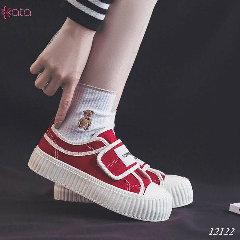 Giày vải khóa dán nữ, giày dạo phố sinh viên phong cách Hàn Quốc 12123