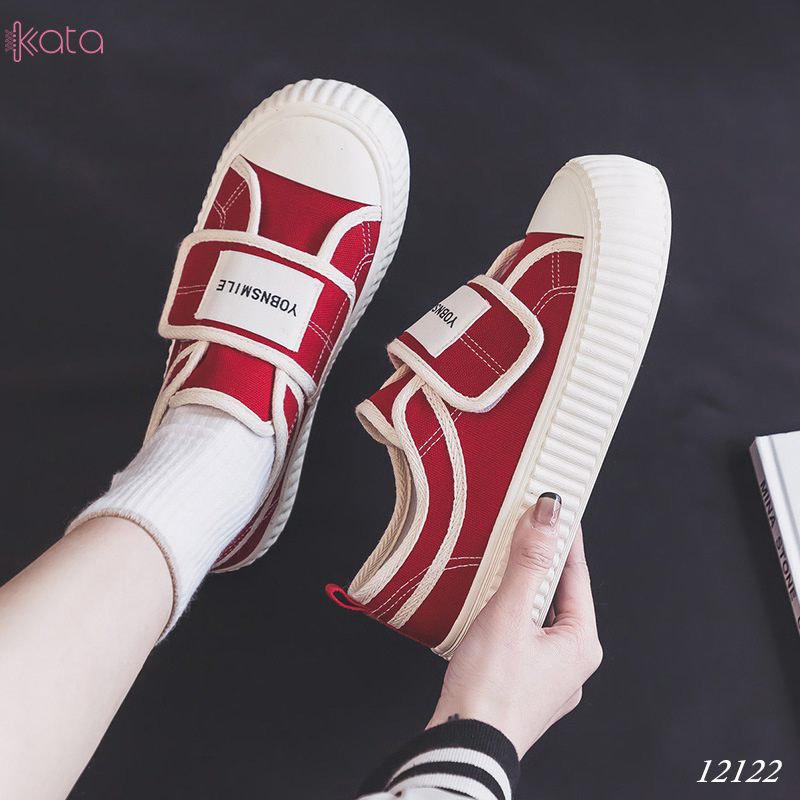 Giày vải khóa dán nữ, giày dạo phố sinh viên phong cách Hàn Quốc 12123