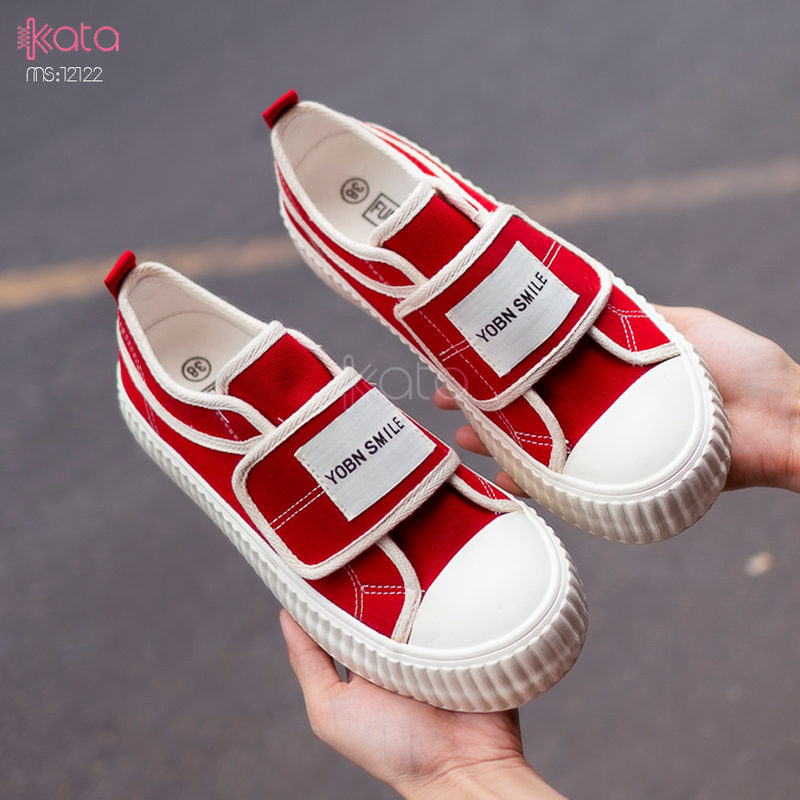 Giày vải khóa dán nữ, giày dạo phố sinh viên phong cách Hàn Quốc 12123