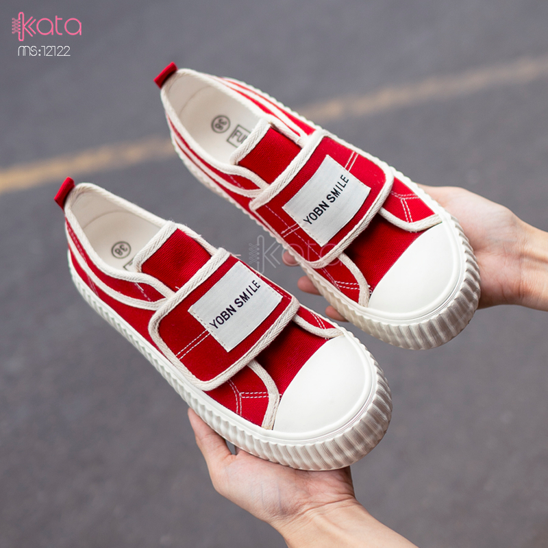 Giày vải khóa dán nữ, giày dạo phố sinh viên phong cách Hàn Quốc 12123