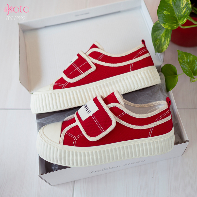 Giày vải khóa dán nữ, giày dạo phố sinh viên phong cách Hàn Quốc 12123