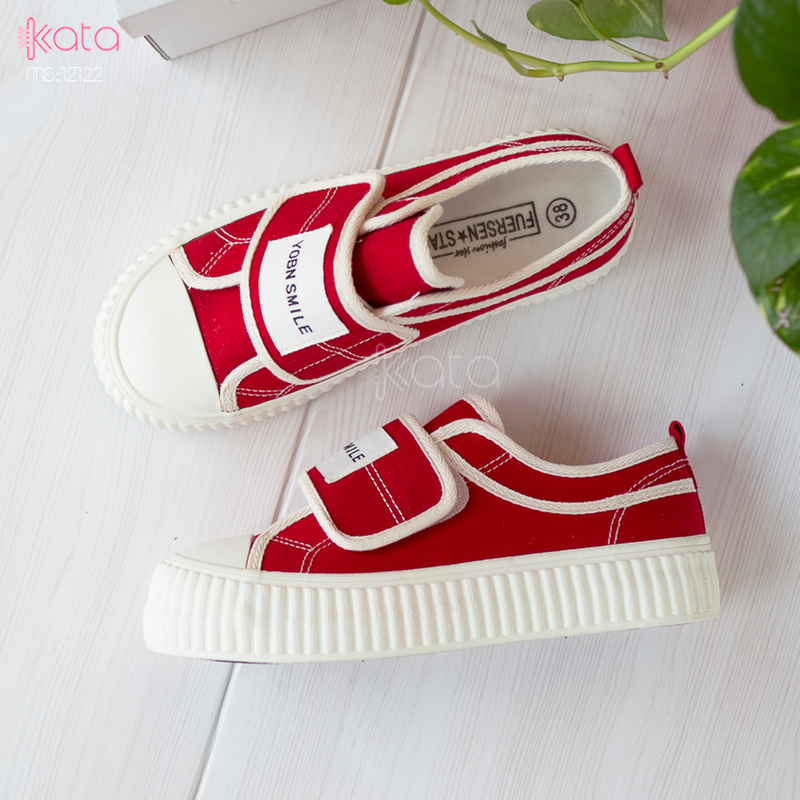 Giày vải khóa dán nữ, giày dạo phố sinh viên phong cách Hàn Quốc 12123
