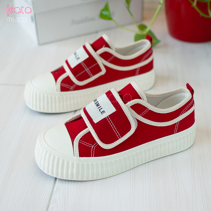 Giày vải khóa dán nữ, giày dạo phố sinh viên phong cách Hàn Quốc 12123