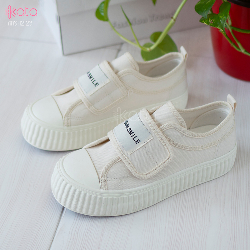 Giày vải khóa dán nữ, giày dạo phố sinh viên phong cách Hàn Quốc 12123