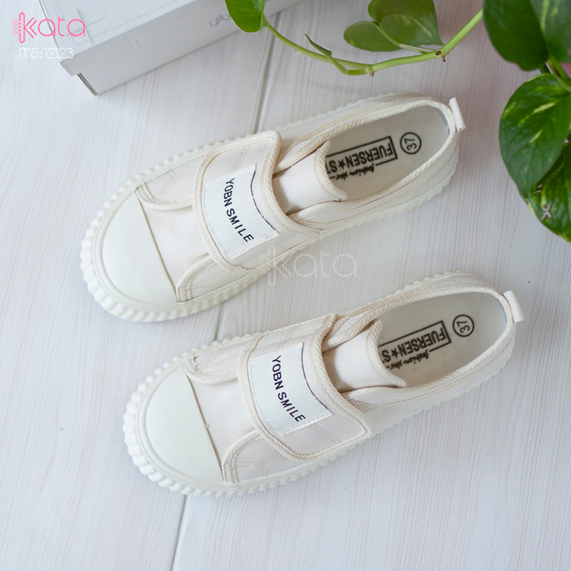 Giày vải khóa dán nữ, giày dạo phố sinh viên phong cách Hàn Quốc 12123