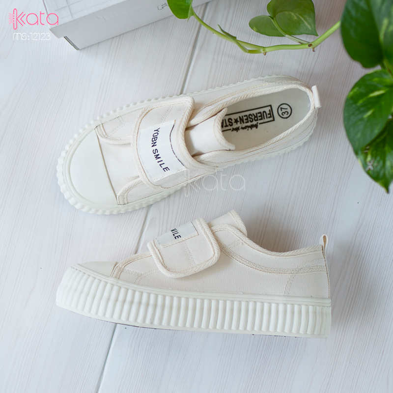 Giày vải khóa dán nữ, giày dạo phố sinh viên phong cách Hàn Quốc 12123