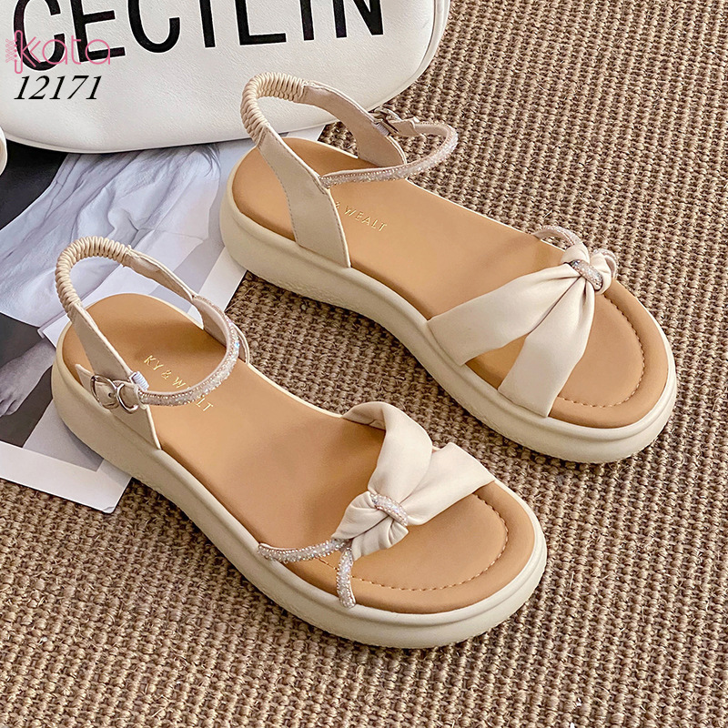 Dép sandal khóa cài nữ mùa hè đế bằng 12171