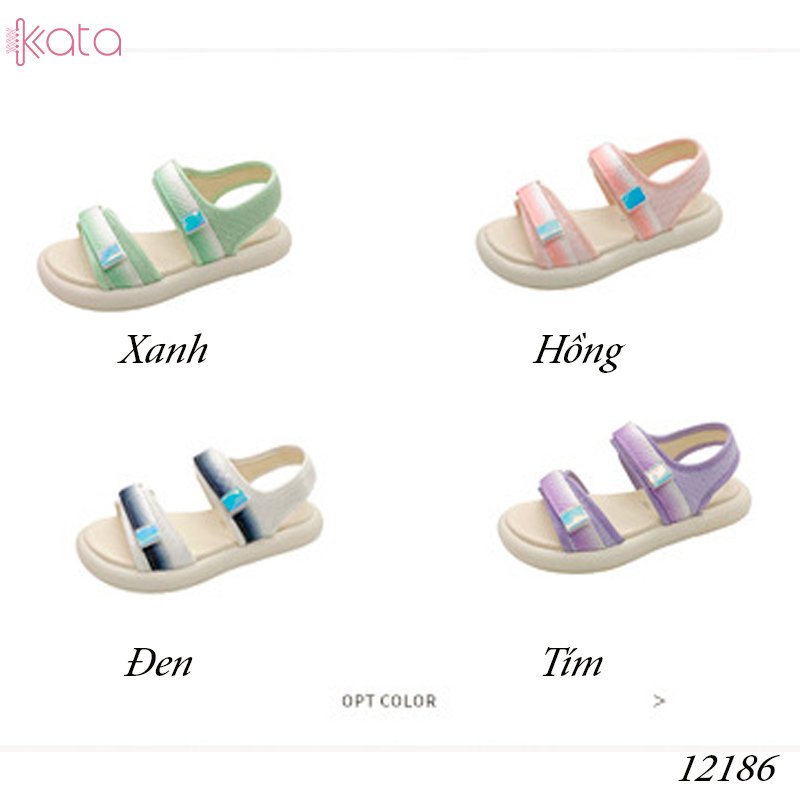 Dép sandal nữ khóa dán phong cách thể thao mùa hè đế bằng 12185