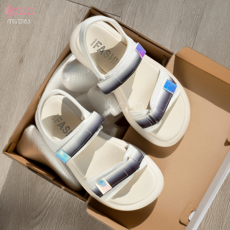 Dép sandal nữ khóa dán phong cách thể thao mùa hè đế bằng 12185