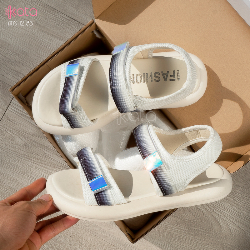 Dép sandal nữ khóa dán phong cách thể thao mùa hè đế bằng 12185