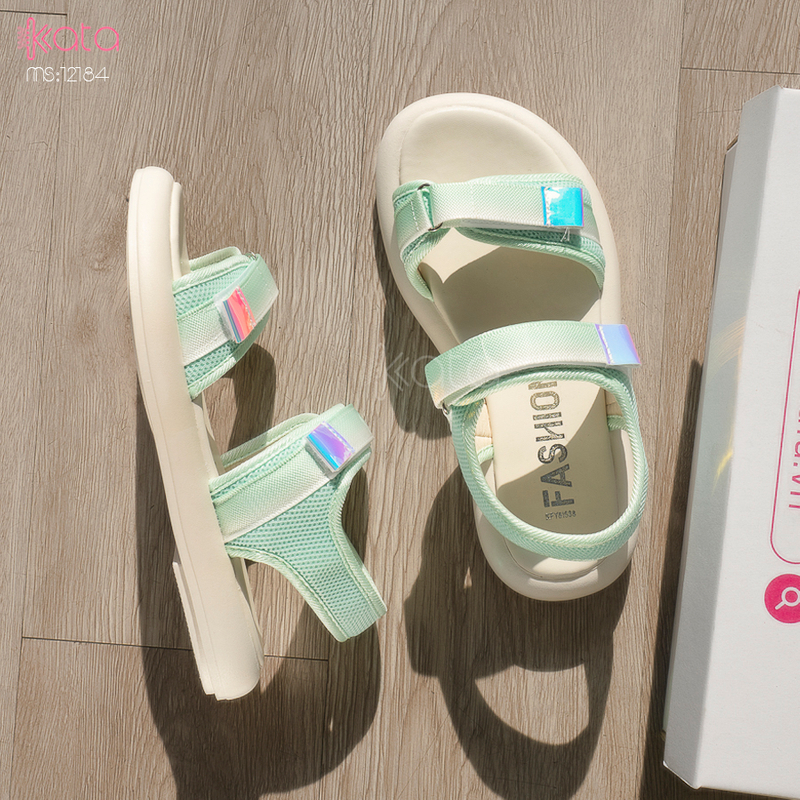 Dép sandal nữ khóa dán phong cách thể thao mùa hè đế bằng 12185