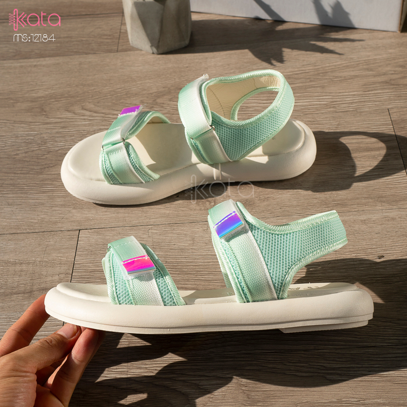 Dép sandal nữ khóa dán phong cách thể thao mùa hè đế bằng 12185