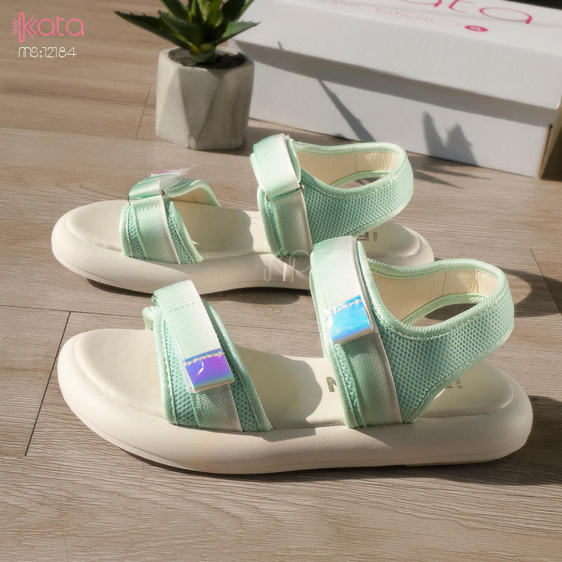 Dép sandal nữ khóa dán phong cách thể thao mùa hè đế bằng 12185