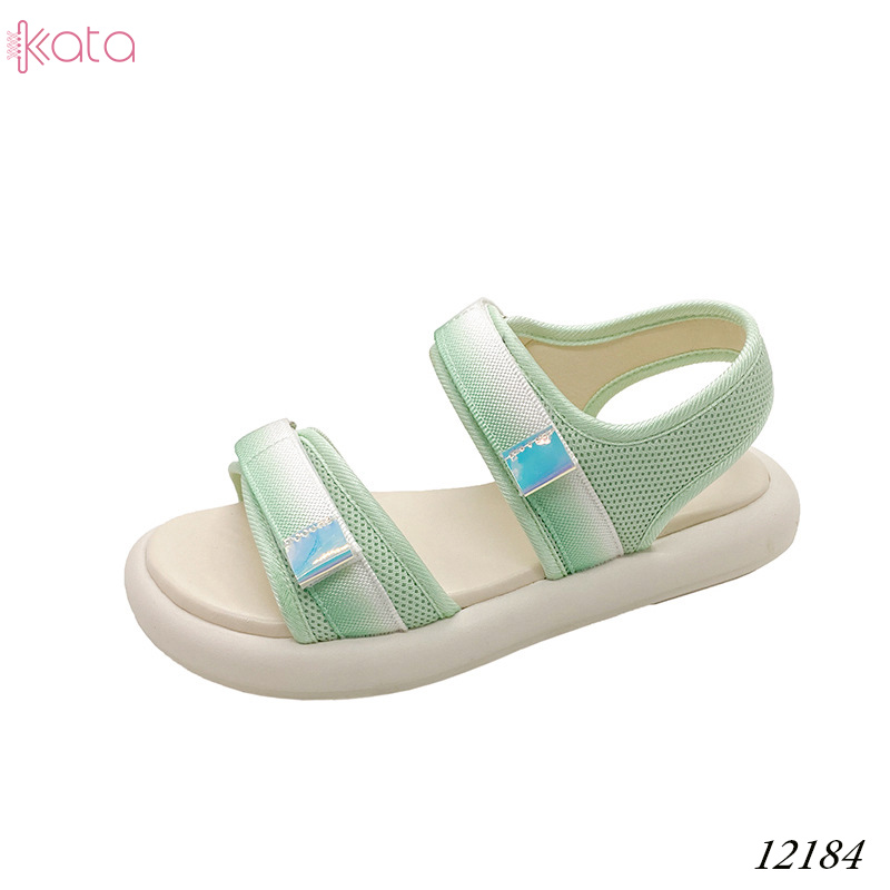 Dép sandal nữ khóa dán phong cách thể thao mùa hè đế bằng 12185
