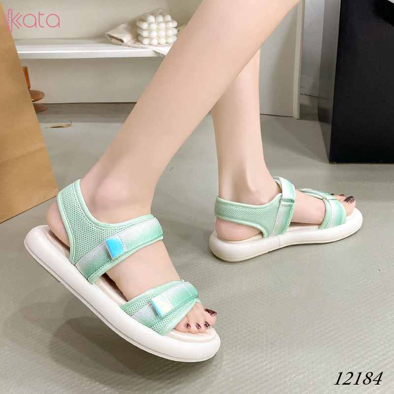 Dép sandal nữ khóa dán phong cách thể thao mùa hè đế bằng 12185