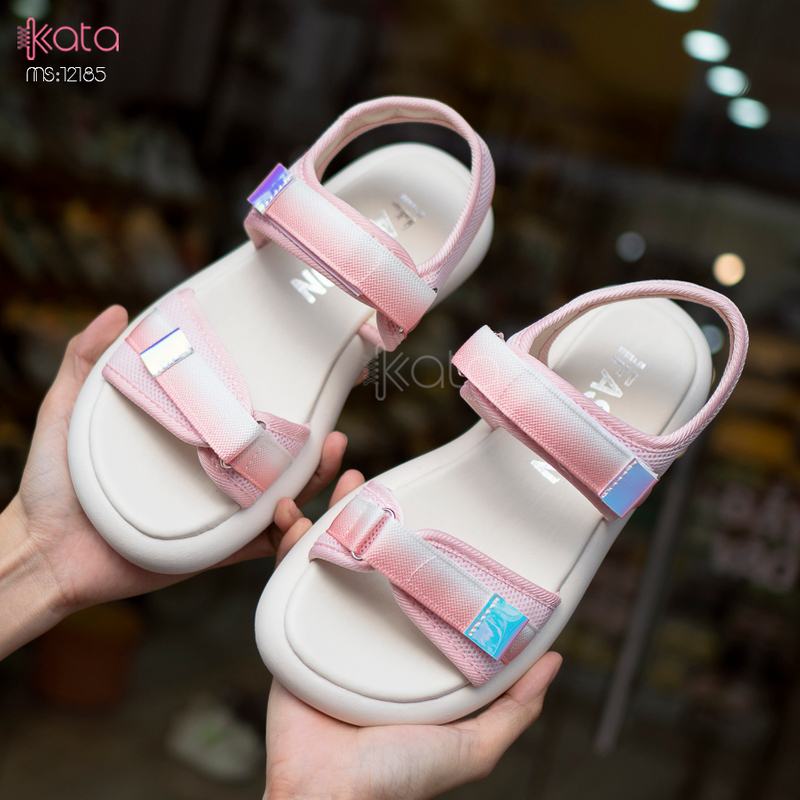 Dép sandal nữ khóa dán phong cách thể thao mùa hè đế bằng 12185