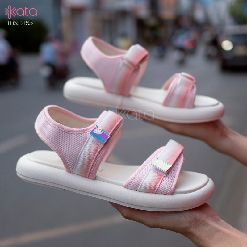 Dép sandal nữ khóa dán phong cách thể thao mùa hè đế bằng 12185