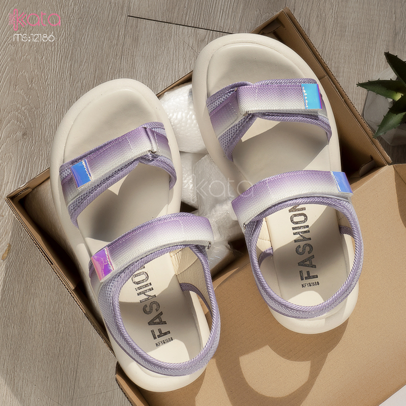 Dép sandal nữ khóa dán phong cách thể thao mùa hè đế bằng 12185