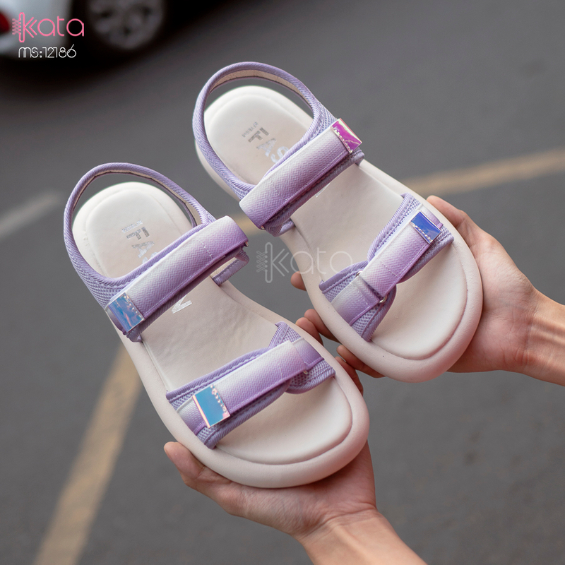 Dép sandal nữ khóa dán phong cách thể thao mùa hè đế bằng 12185