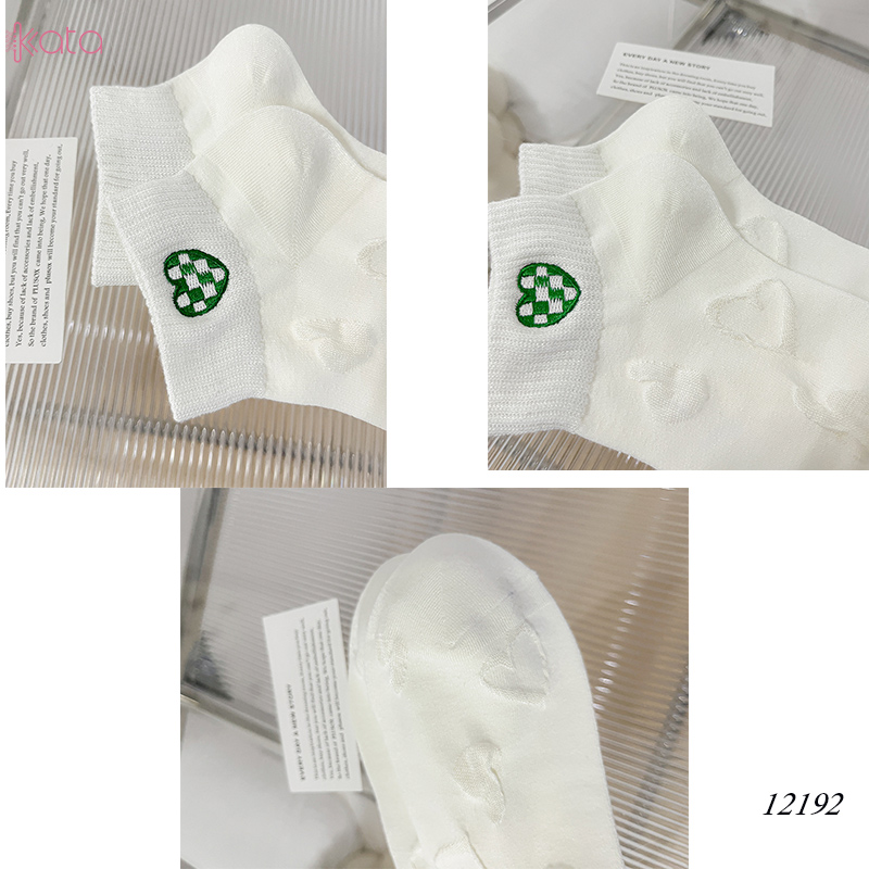 Tất vớ cổ ngắn ,tất cotton thoáng khí thêu hình nữ 12192