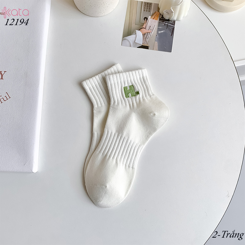 Tất vớ cổ ngắn ,tất cotton chất liệu tốt thoáng khí thêu chữ H 12194