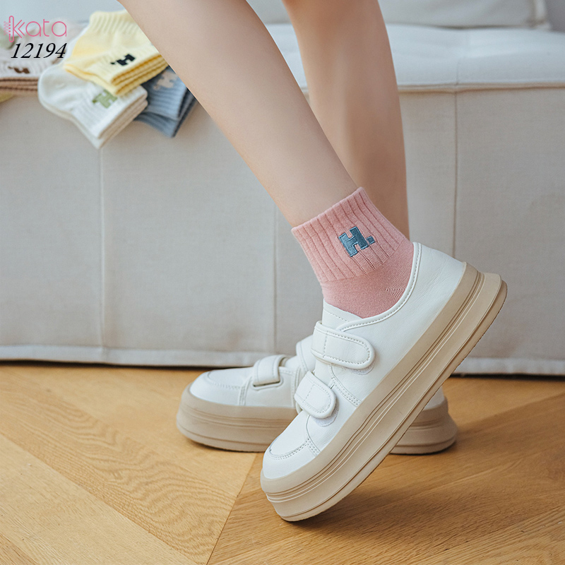 Tất vớ cổ ngắn ,tất cotton chất liệu tốt thoáng khí thêu chữ H 12194