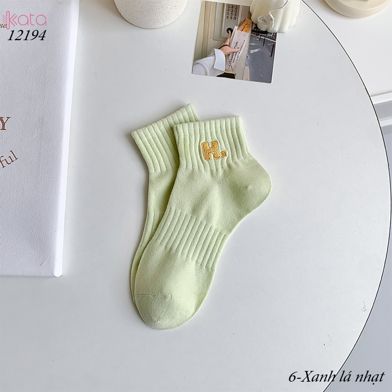 Tất vớ cổ ngắn ,tất cotton chất liệu tốt thoáng khí thêu chữ H 12194