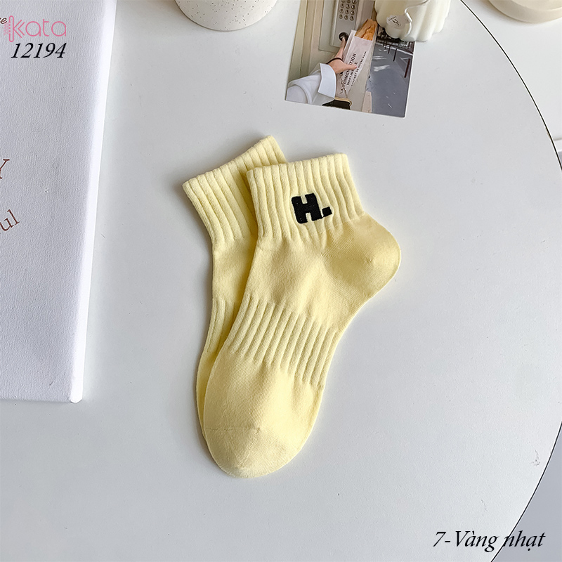 Tất vớ cổ ngắn ,tất cotton chất liệu tốt thoáng khí thêu chữ H 12194