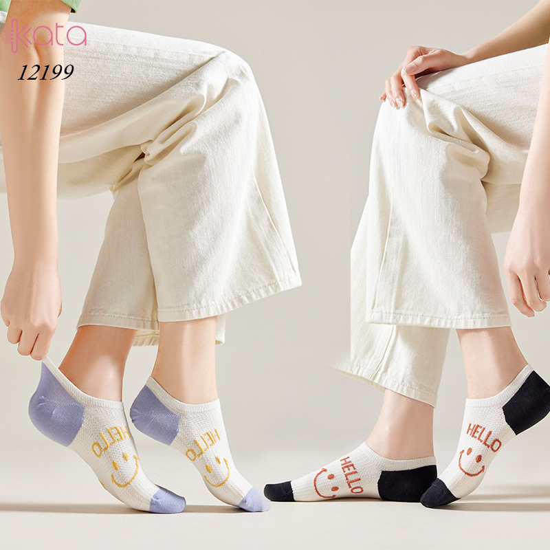 Tất vớ thuyền mùa hè mặt cười,tất cổ ngắn mỏng mát thấm mồ hôi thoáng khí 12199