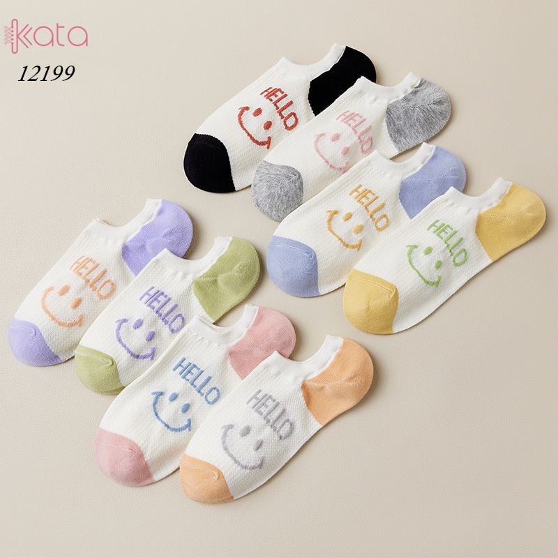 Tất vớ thuyền mùa hè mặt cười,tất cổ ngắn mỏng mát thấm mồ hôi thoáng khí 12199