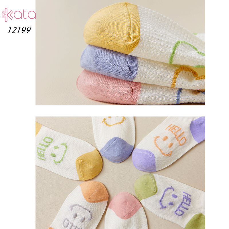 Tất vớ thuyền mùa hè mặt cười,tất cổ ngắn mỏng mát thấm mồ hôi thoáng khí 12199