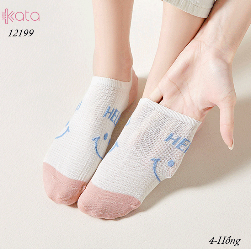 Tất vớ thuyền mùa hè mặt cười,tất cổ ngắn mỏng mát thấm mồ hôi thoáng khí 12199
