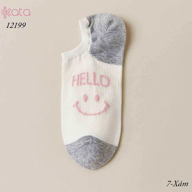 Tất vớ thuyền mùa hè mặt cười,tất cổ ngắn mỏng mát thấm mồ hôi thoáng khí 12199