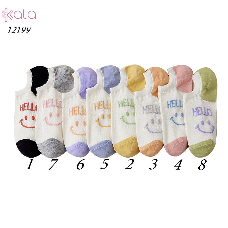 Tất vớ thuyền mùa hè mặt cười,tất cổ ngắn mỏng mát thấm mồ hôi thoáng khí 12199