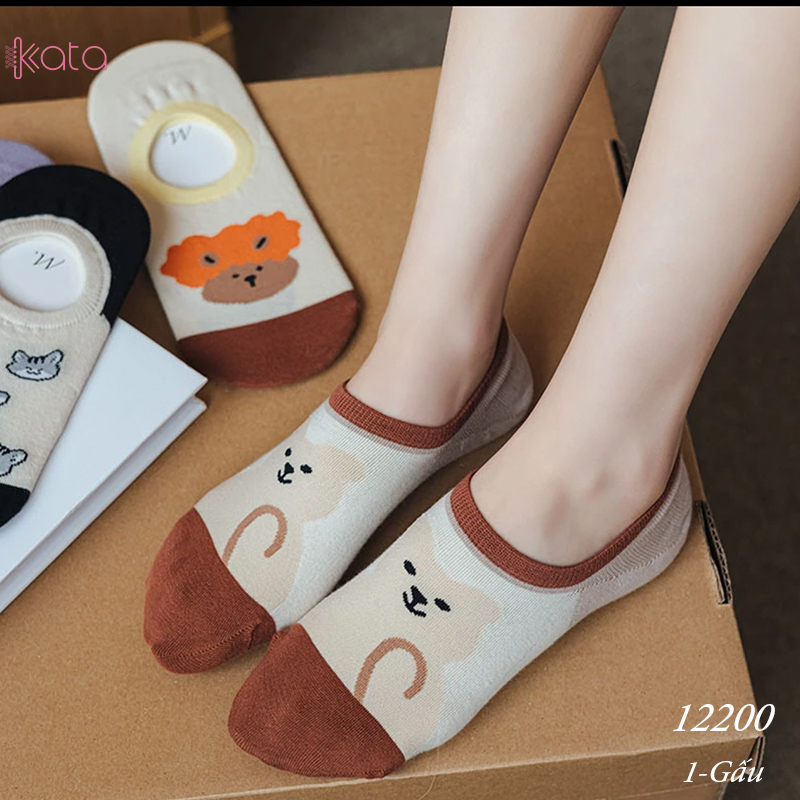 Tất vớ thuyền phim hoạt hình jacquard silicone chống trượt miệng cạn 12200