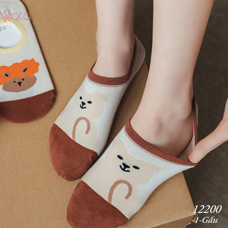 Tất vớ thuyền phim hoạt hình jacquard silicone chống trượt miệng cạn 12200