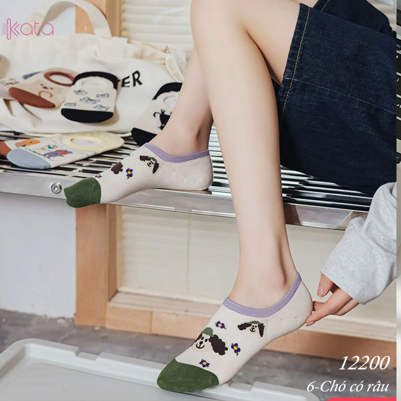 Tất vớ thuyền phim hoạt hình jacquard silicone chống trượt miệng cạn 12200