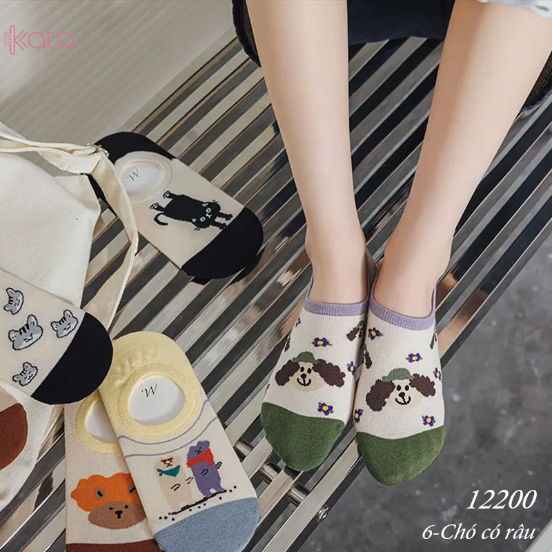 Tất vớ thuyền phim hoạt hình jacquard silicone chống trượt miệng cạn 12200