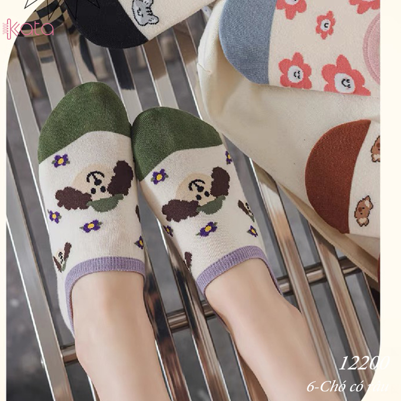 Tất vớ thuyền phim hoạt hình jacquard silicone chống trượt miệng cạn 12200