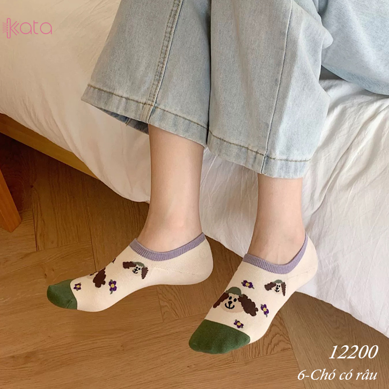 Tất vớ thuyền phim hoạt hình jacquard silicone chống trượt miệng cạn 12200