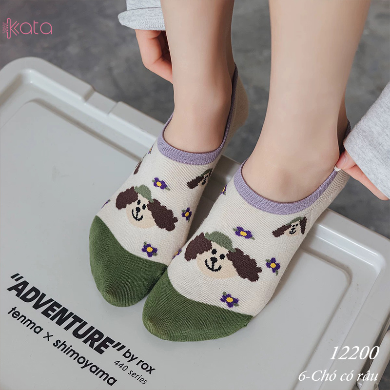 Tất vớ thuyền phim hoạt hình jacquard silicone chống trượt miệng cạn 12200