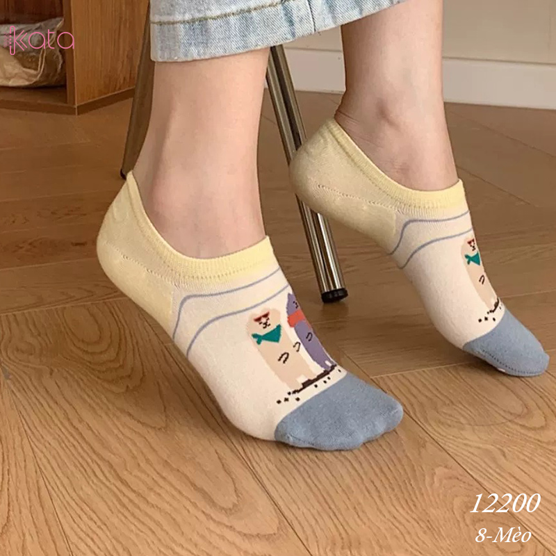 Tất vớ thuyền phim hoạt hình jacquard silicone chống trượt miệng cạn 12200